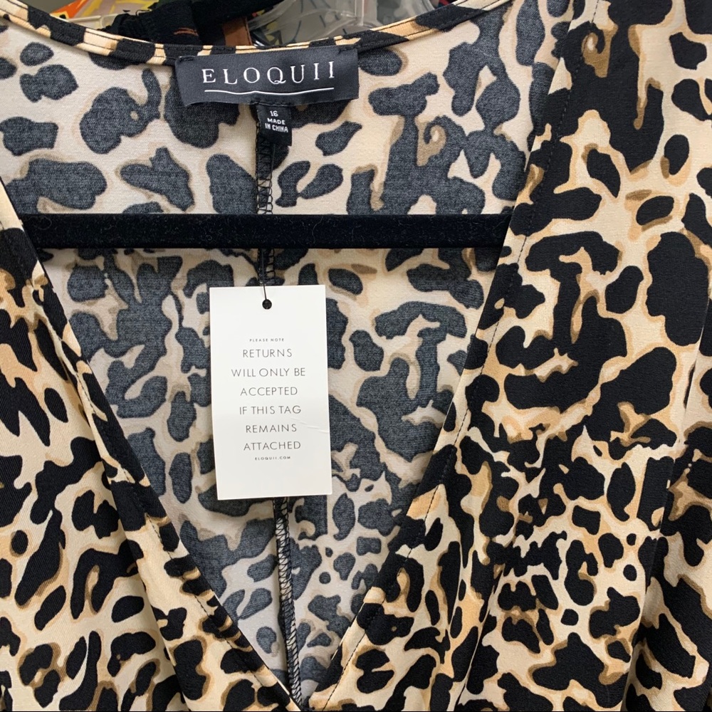 NWT Eloqui Leopard print faux wrap maxi dress